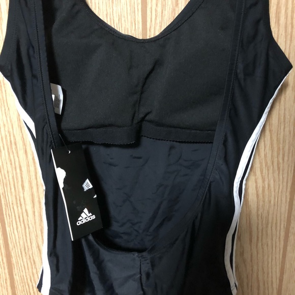 NWT ADIDAS SWIMWEAR Logo Stripe One-Piece Swimsuit - Picture 7 of 9